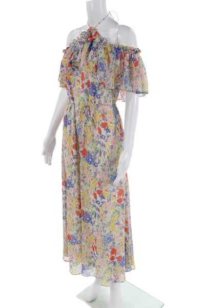MNG Womens Floral Print Halter Neck Sleeveless Maxi Dress Multicolor Size 2