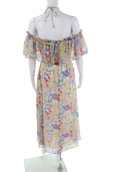 MNG Womens Floral Print Halter Neck Sleeveless Maxi Dress Multicolor Size 2