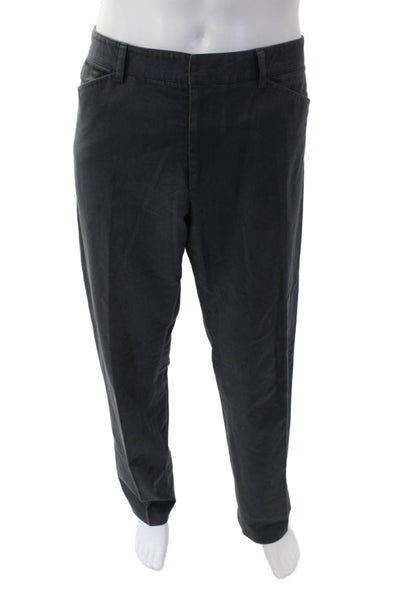 Theory Mens Zip Up Straight Leg Mid Rise Khaki Pants Gray Cotton Size 34
