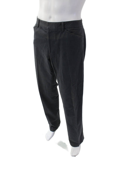 Theory Mens Zip Up Straight Leg Mid Rise Khaki Pants Gray Cotton Size 34