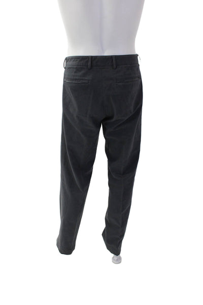 Theory Mens Zip Up Straight Leg Mid Rise Khaki Pants Gray Cotton Size 34