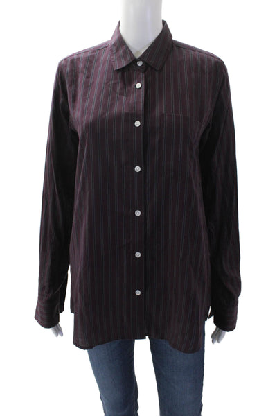 Steven Alan Womens Long Sleeve Striped Button Up Blouse Purple Size M