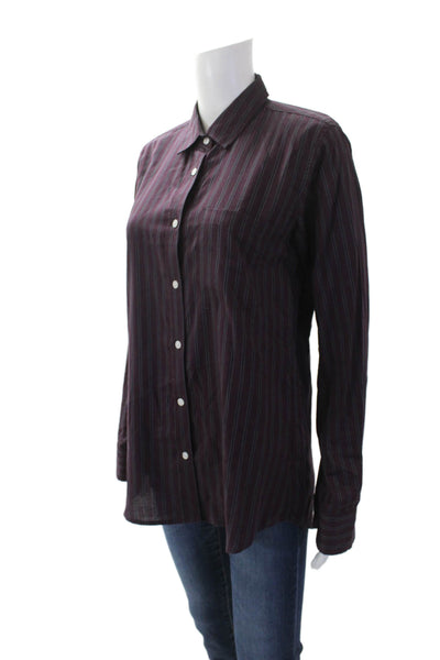 Steven Alan Womens Long Sleeve Striped Button Up Blouse Purple Size M
