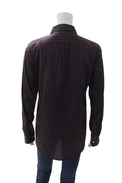 Steven Alan Womens Long Sleeve Striped Button Up Blouse Purple Size M