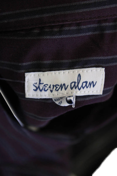 Steven Alan Womens Long Sleeve Striped Button Up Blouse Purple Size M