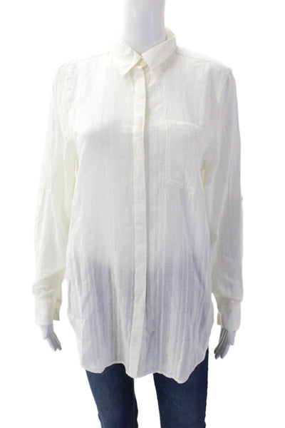 Carve Designs Womens Cotton Long Sleeve Button Up Blouse White Size S
