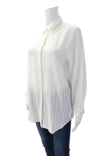 Carve Designs Womens Cotton Long Sleeve Button Up Blouse White Size S