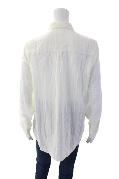 Carve Designs Womens Cotton Long Sleeve Button Up Blouse White Size S