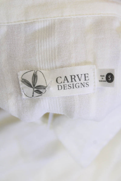 Carve Designs Womens Cotton Long Sleeve Button Up Blouse White Size S