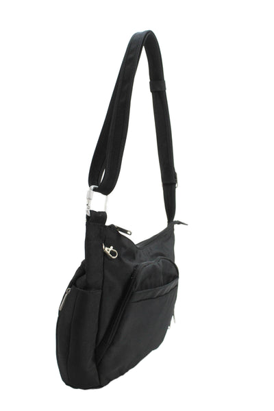 Travelon Womens Textured Zip Adjustable Strap Shoulder Bag Black OS