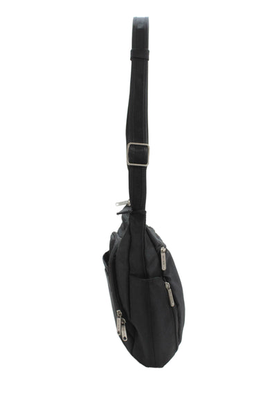 Travelon Womens Textured Zip Adjustable Strap Shoulder Bag Black OS