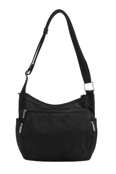 Travelon Womens Textured Zip Adjustable Strap Shoulder Bag Black OS