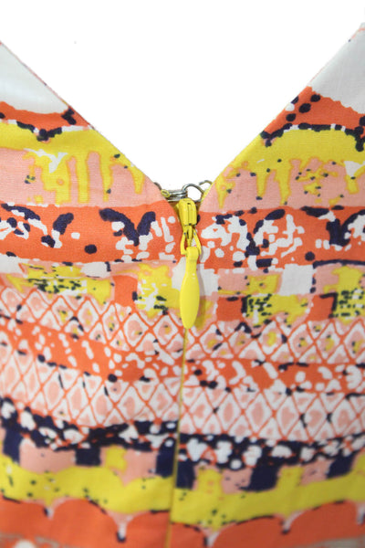 Plenty by Tracy Reese Womens Scoop Neck Sleeveless Pattern Dress Orange Size 2