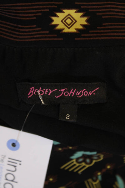 Betsey Johnson Womens Textured V-neck Short Sleeve Pattern Dress Brown Size 02