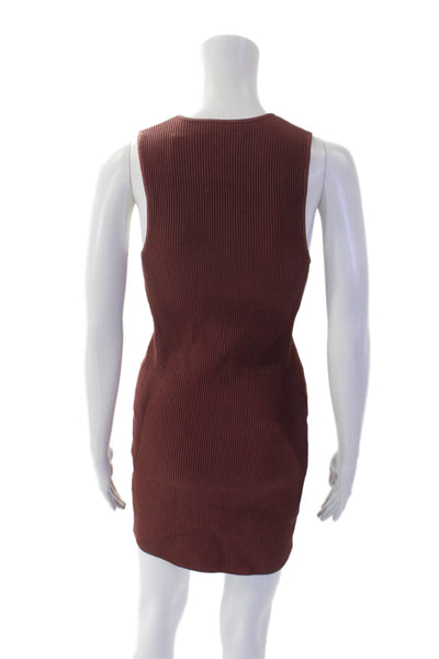 Babaton Womens Textured V-neck Sleeveless Lined Bodycon Dress Mauve Size S