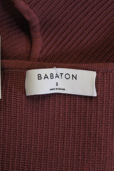 Babaton Womens Textured V-neck Sleeveless Lined Bodycon Dress Mauve Size S