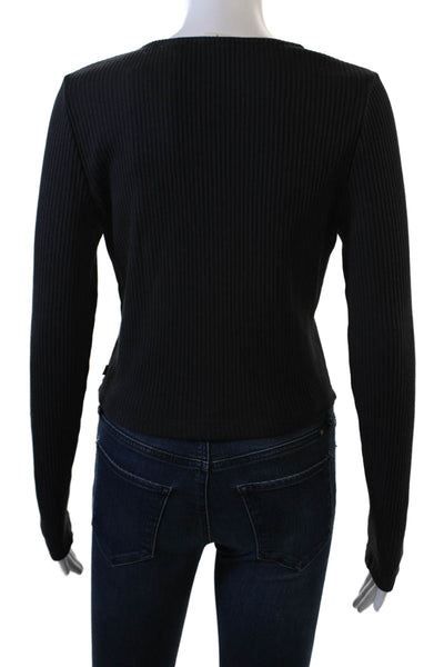 Levi's Womens Cotton Ribbed Long Sleeve Button Down Cardigan Black Size M