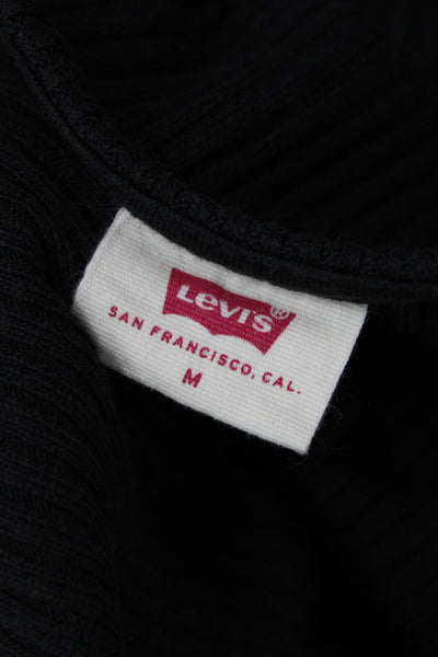 Levi's Womens Cotton Ribbed Long Sleeve Button Down Cardigan Black Size M