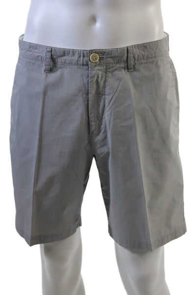 Theory Mens Cotton Striped Print Casual Zip Fly Chino Shorts Gray Size 33