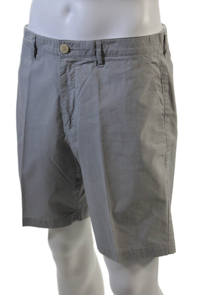 Theory Mens Cotton Striped Print Casual Zip Fly Chino Shorts Gray Size 33