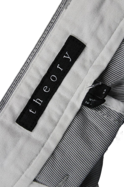 Theory Mens Cotton Striped Print Casual Zip Fly Chino Shorts Gray Size 33