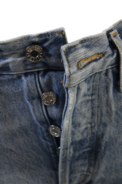 Agolde Womens Cotton Distressed Cut Off Button Fly Denim Shorts Blue Size 24