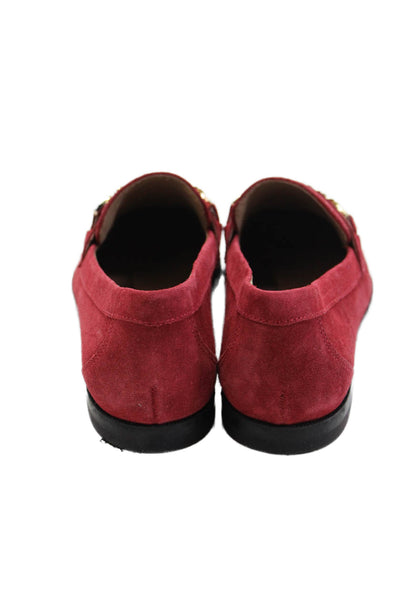 Bernardo Womens Slip On Round Toe Chain Detail Loafers Red Suede Size 6M