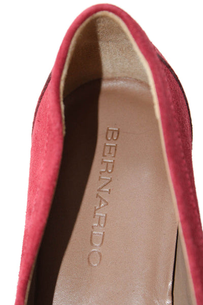 Bernardo Womens Slip On Round Toe Chain Detail Loafers Red Suede Size 6M