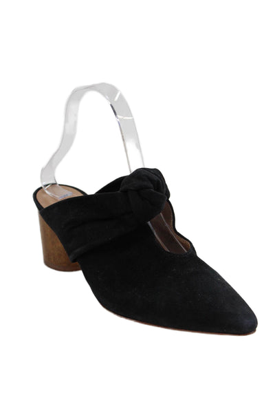 Bernardo Womens Block Heel Knotted Pointed Toe Mules Pumps Black Suede Size 6M