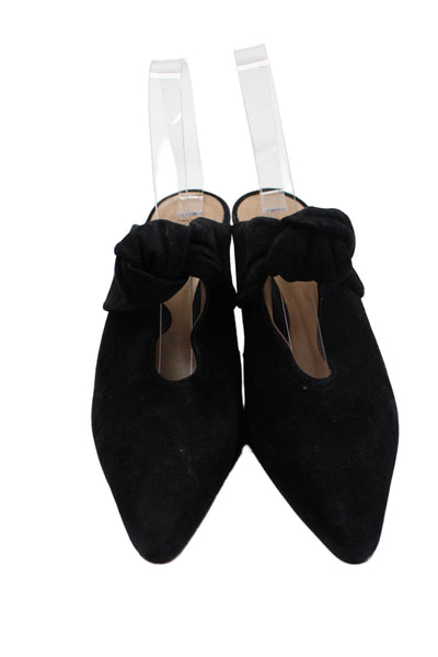 Bernardo Womens Block Heel Knotted Pointed Toe Mules Pumps Black Suede Size 6M