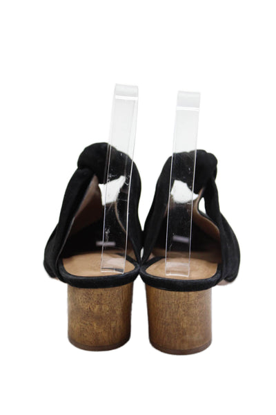 Bernardo Womens Block Heel Knotted Pointed Toe Mules Pumps Black Suede Size 6M
