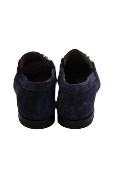 Bernardo Womens Slip On Round Toe Chain Detail Loafers Navy Suede Size 6M