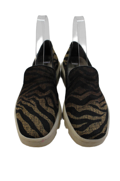 Bernardo Womens Slip On Zebra Printed Canvas Sneakers Black Brown Size 6M