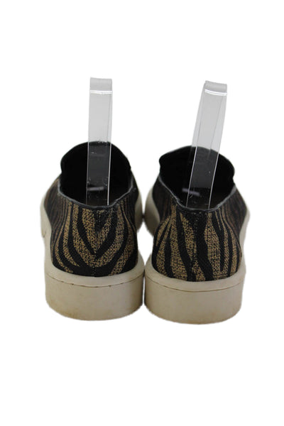 Bernardo Womens Slip On Zebra Printed Canvas Sneakers Black Brown Size 6M