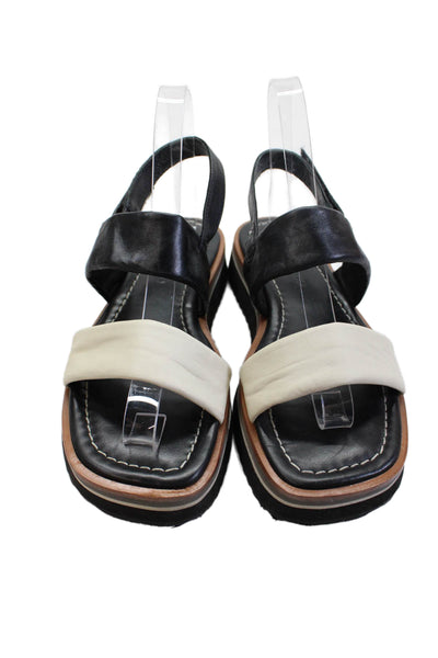 Bernardo Womens Platform Two Tone Ankle Strap Sandals White Black Leather Size 6