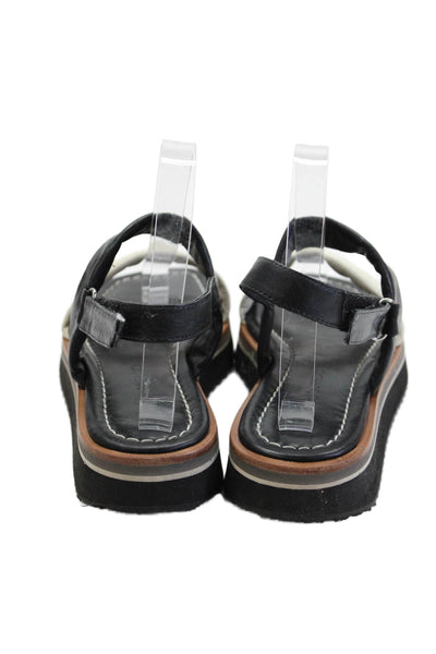 Bernardo Womens Platform Two Tone Ankle Strap Sandals White Black Leather Size 6