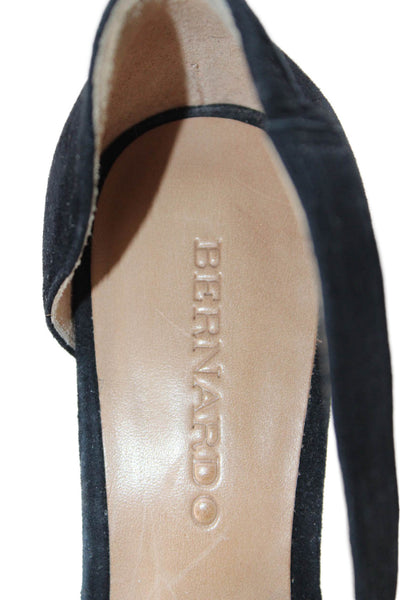 Bernardo Womens Block Heel Slide Sandals Black Suede Size 6M