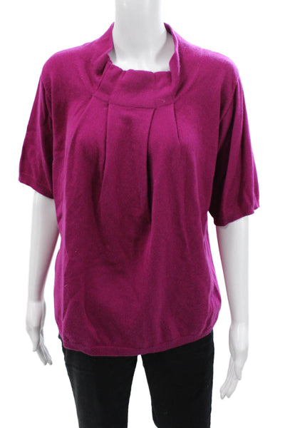 Tse Womens Cashmere Turtleneck Short Sleeve Casual Knit Top Pink Size S