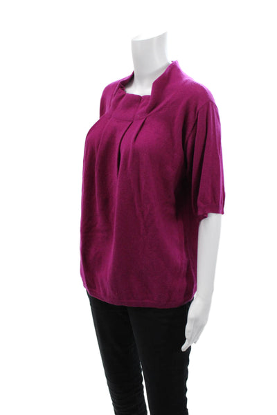 Tse Womens Cashmere Turtleneck Short Sleeve Casual Knit Top Pink Size S