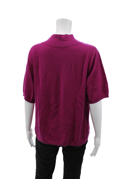 Tse Womens Cashmere Turtleneck Short Sleeve Casual Knit Top Pink Size S