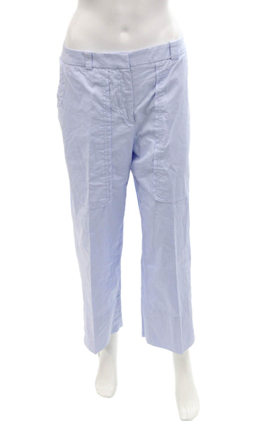 Cedric Charlier Womens Cotton Zip Button Straight Leg Lined Pants Blue Size 08