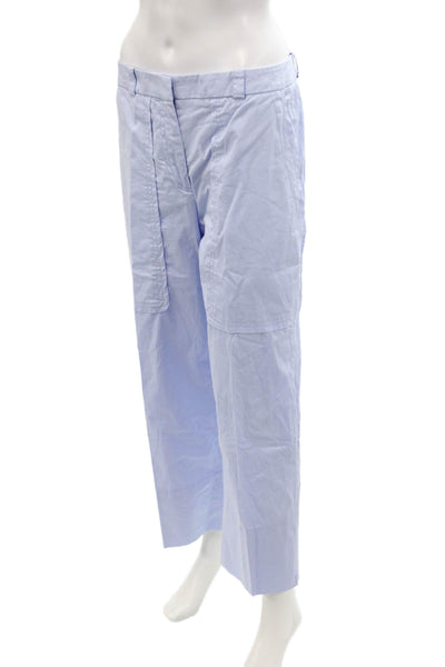 Cedric Charlier Womens Cotton Zip Button Straight Leg Lined Pants Blue Size 08