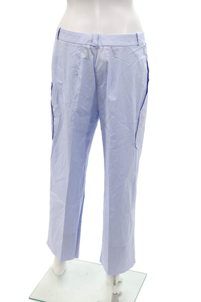 Cedric Charlier Womens Cotton Zip Button Straight Leg Lined Pants Blue Size 08