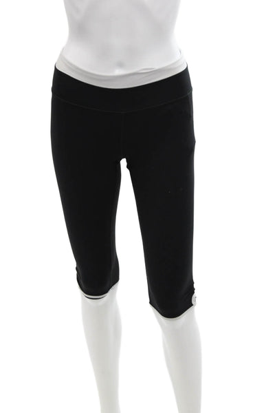 Lululemon Womens Pull On Mid Rise Cropped Leggings Black White Size 6