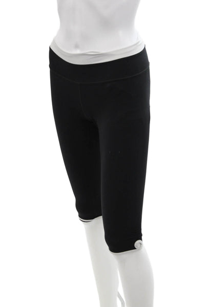 Lululemon Womens Pull On Mid Rise Cropped Leggings Black White Size 6