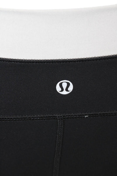 Lululemon Womens Pull On Mid Rise Cropped Leggings Black White Size 6