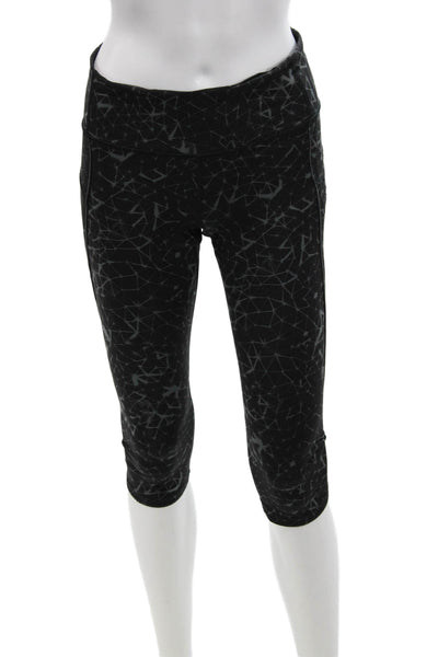 Lululemon Womens Kaleidoscope Print Cropped Leggings Black Grey Size 6