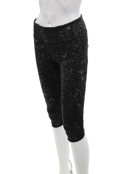 Lululemon Womens Kaleidoscope Print Cropped Leggings Black Grey Size 6