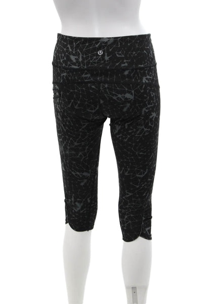 Lululemon Womens Kaleidoscope Print Cropped Leggings Black Grey Size 6
