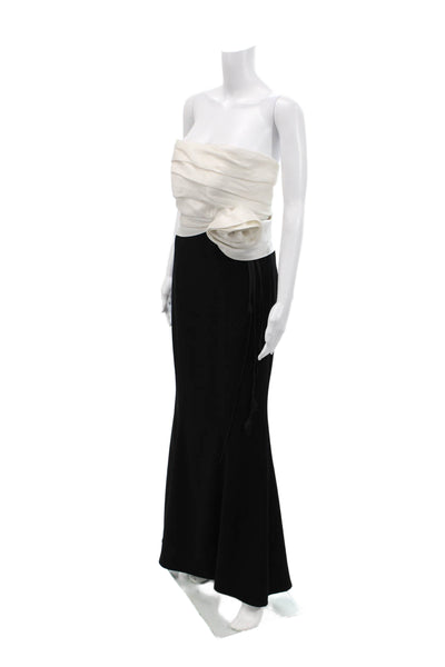Wayne Clark Womens Strapless Sleeveless Floral Applique Gown Black Size 6